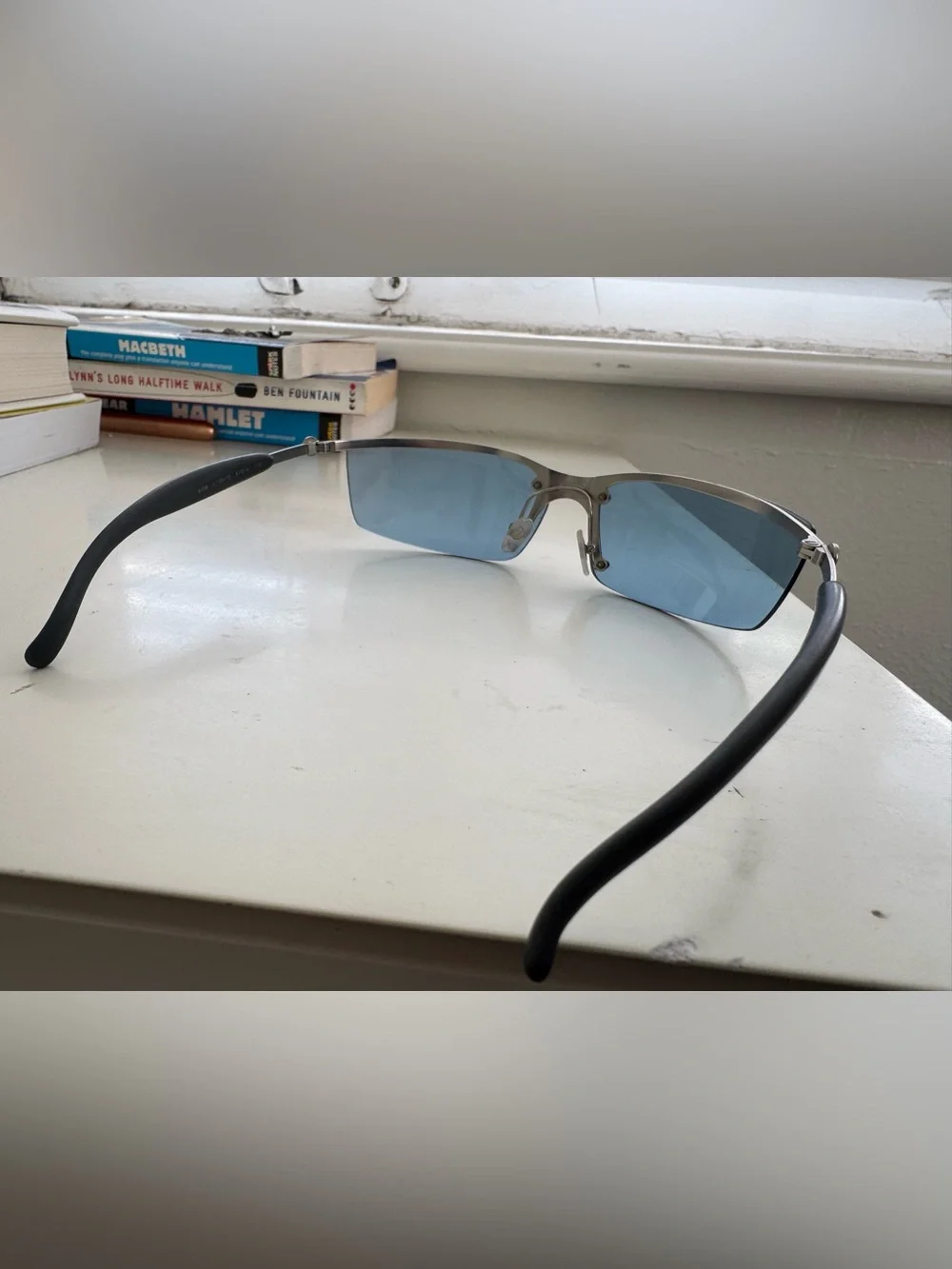 CHANEL 4008 Rimless Light Blue-Tinted Sunglasses